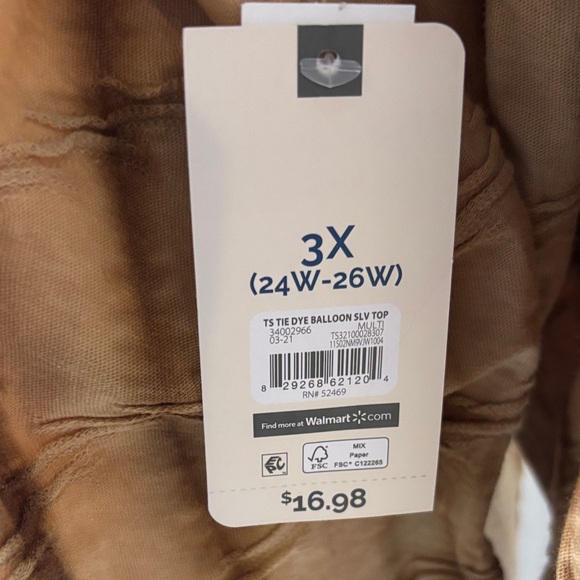Terra & Sky size 3X Tan Tie-Dye Blouse - Picture 9 of 9